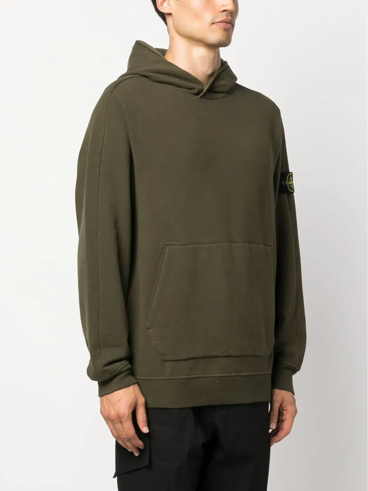 Stone Island ロゴパッチ コットン フード付きパーカー - 画像3