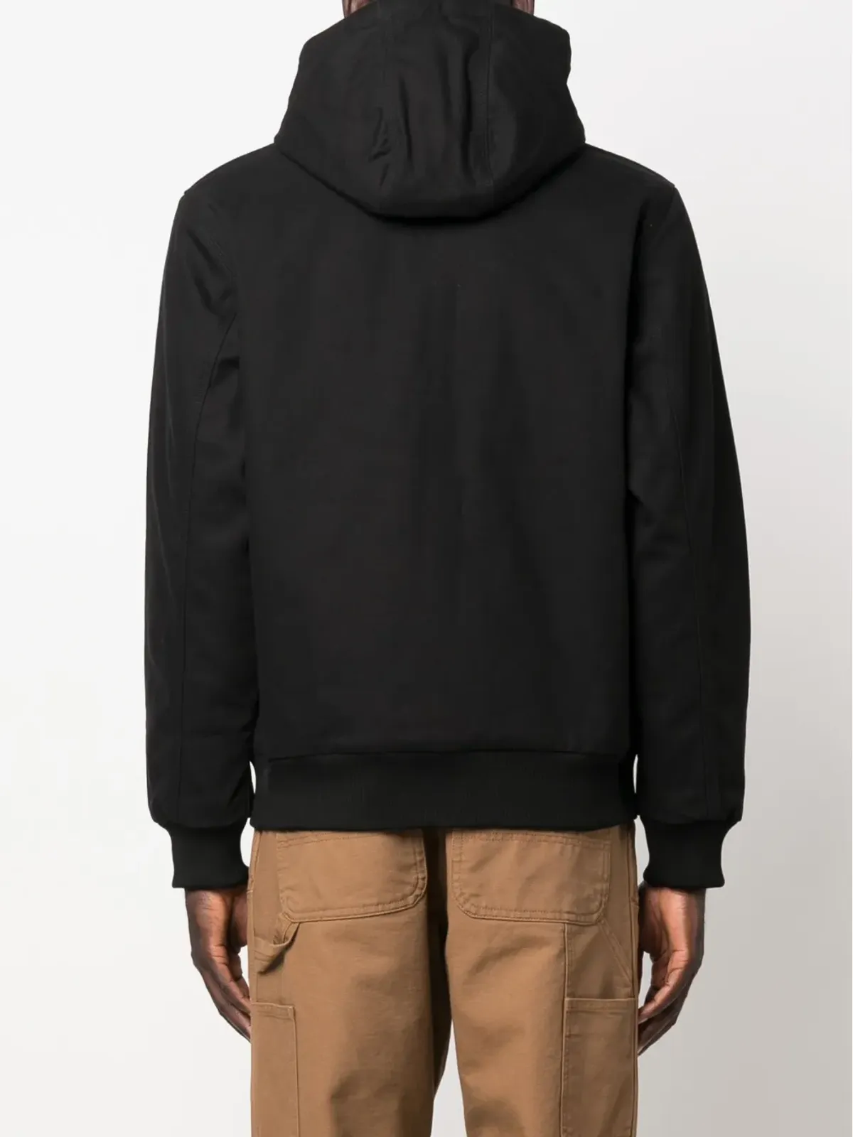 Carhartt WIP ロゴパッチ付きコットンフーデッドジャケット ブラック - 画像4
