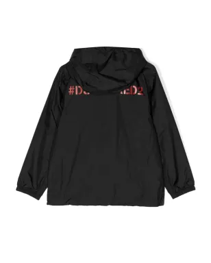 DSQUARED2 KIDS ロゴプリント フード付きジャケット ブラック - サムネイル2