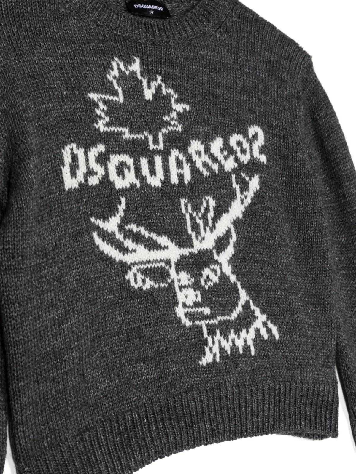 DSQUARED2 KIDS インターシアニット ロゴ クルーネック ジャンパー - 画像3
