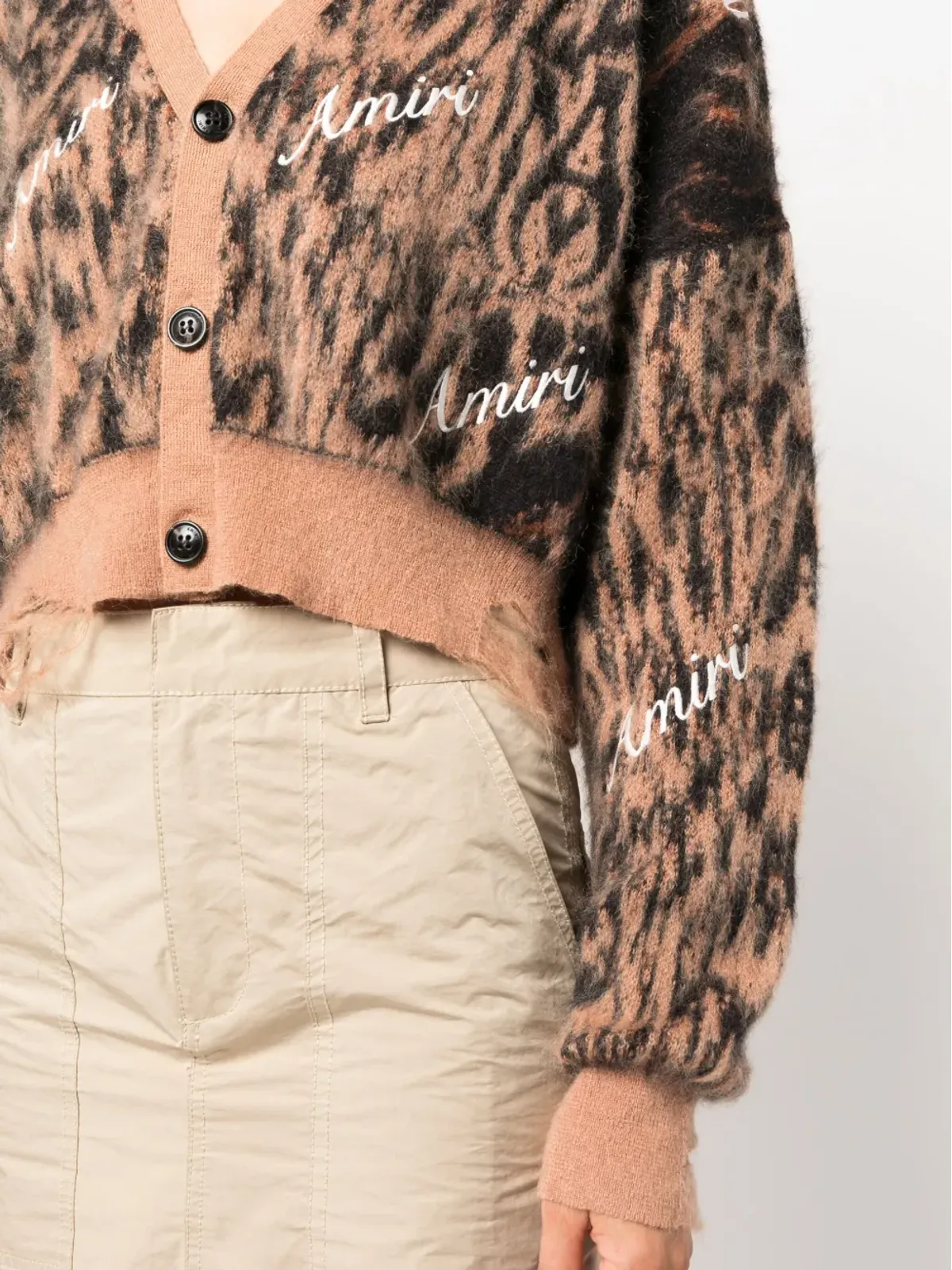 AMIRI レオパード柄クロップドカーディガン - 画像5