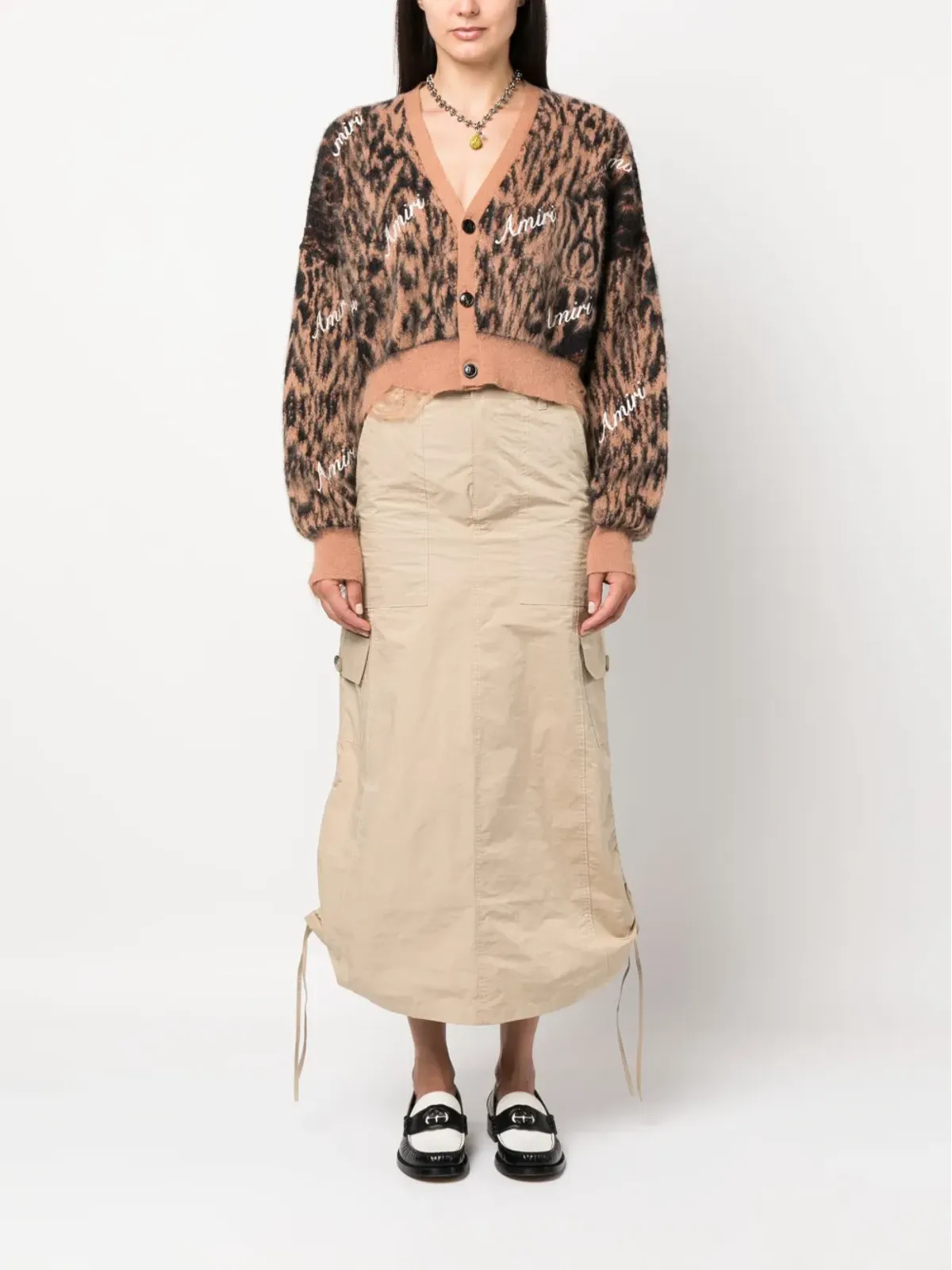 AMIRI レオパード柄クロップドカーディガン - 画像2