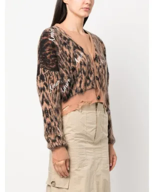 AMIRI レオパード柄クロップドカーディガン - サムネイル3