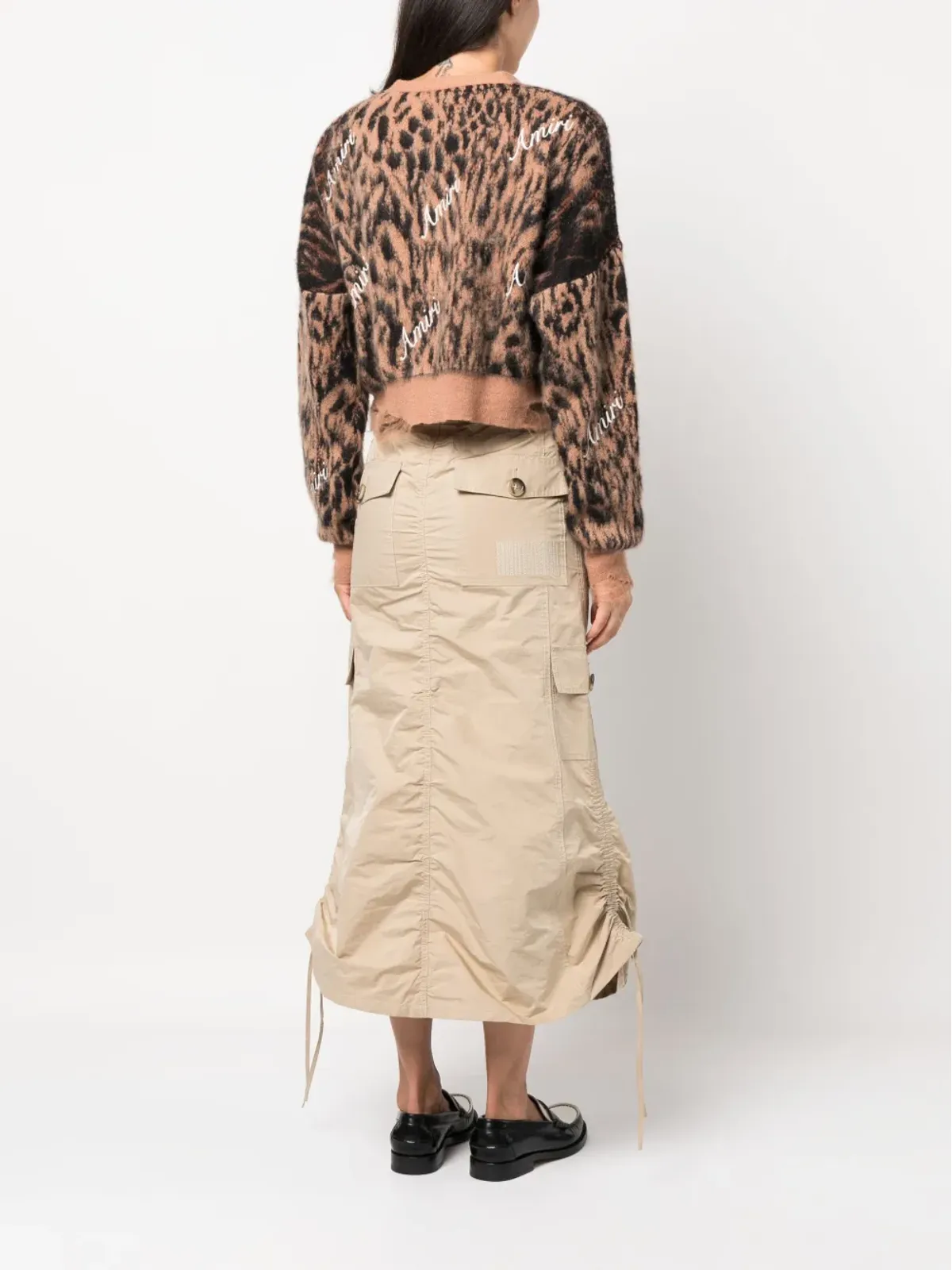 AMIRI レオパード柄クロップドカーディガン - 画像4
