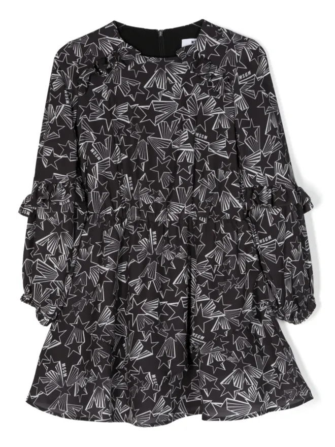 MSGM Kids MSGM Kids スター柄フリルディテールドレスの商品画像