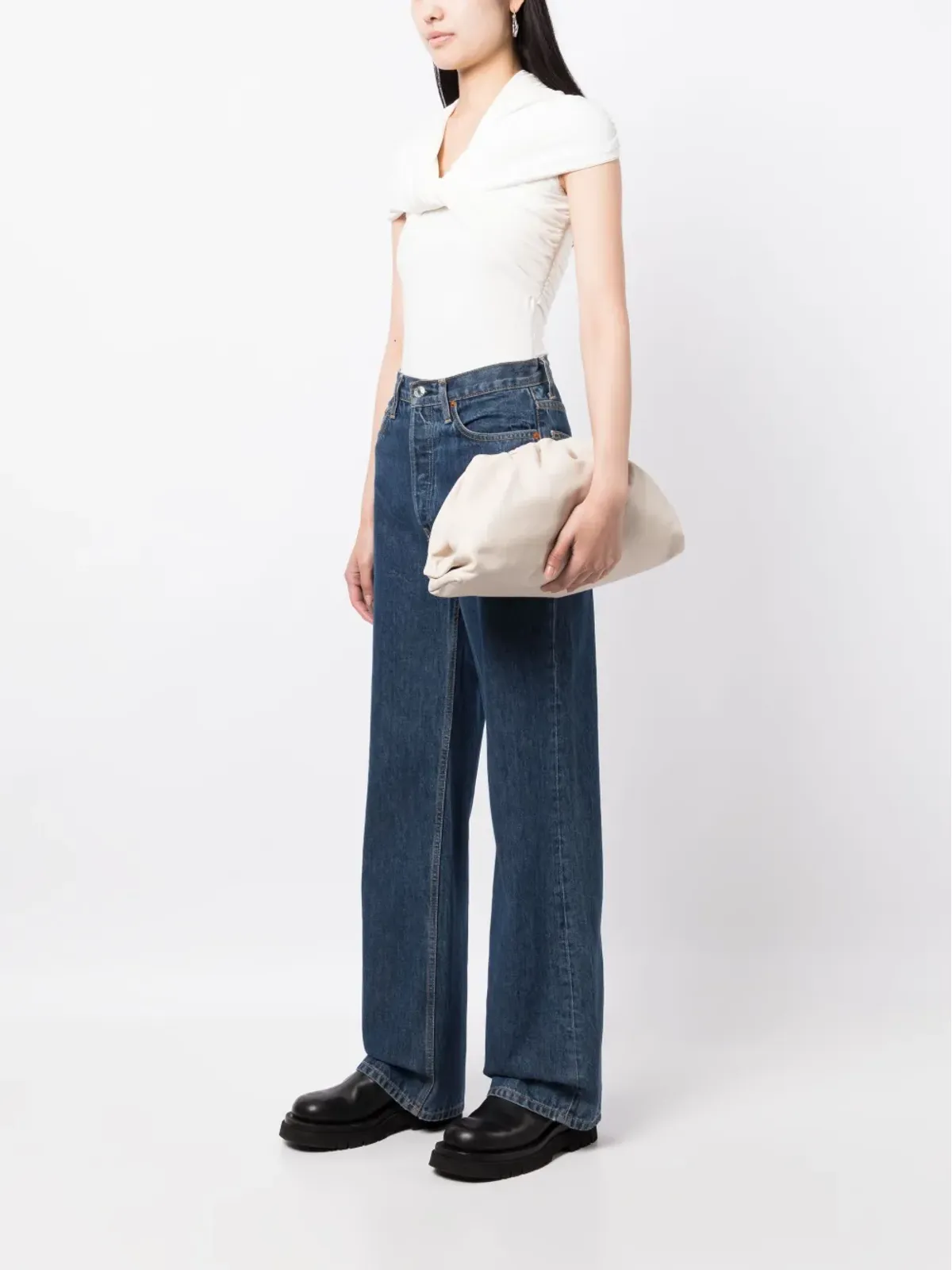 Bottega Veneta ビンテージ ギャザー入りクラッチ - Neutrals - 画像2