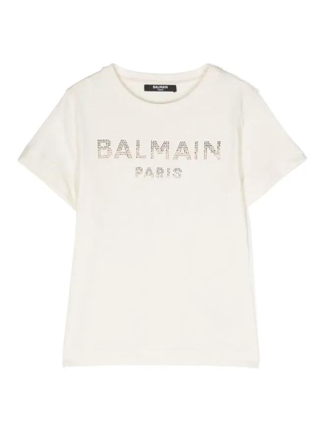 Balmain Kids Balmain Kids ラインストーン装飾ロゴTシャツの商品画像