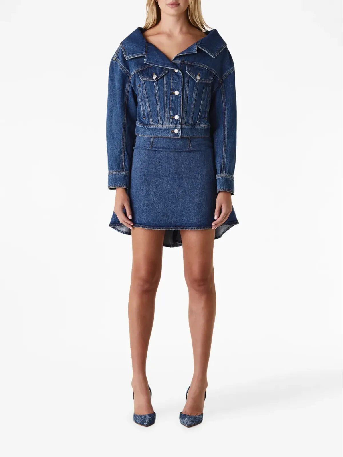 Alexander McQueen クロップドデニムジャケット - 画像2