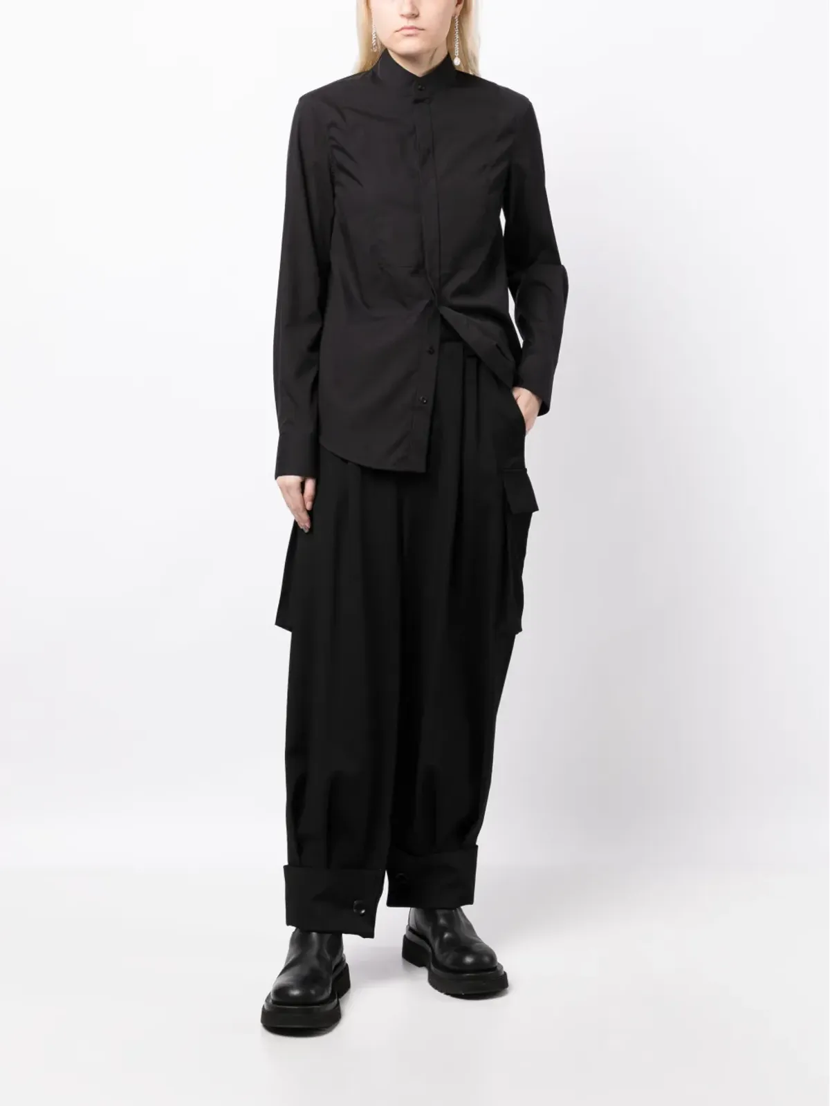 Yohji Yamamoto ドロップクロッチ ウールパンツ - 画像2
