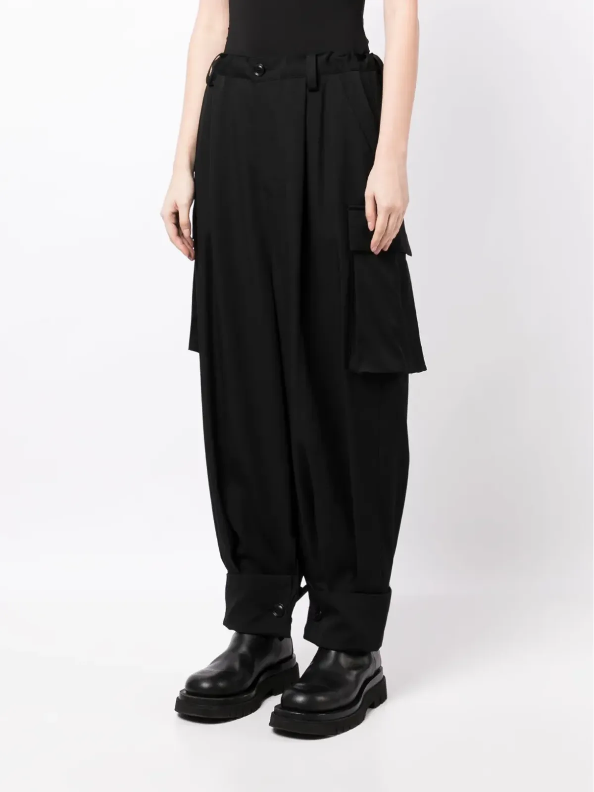 Yohji Yamamoto ドロップクロッチ ウールパンツ - 画像3