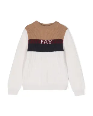 Fay Kids ロゴ入りインターシャニットジャンパー - サムネイル1