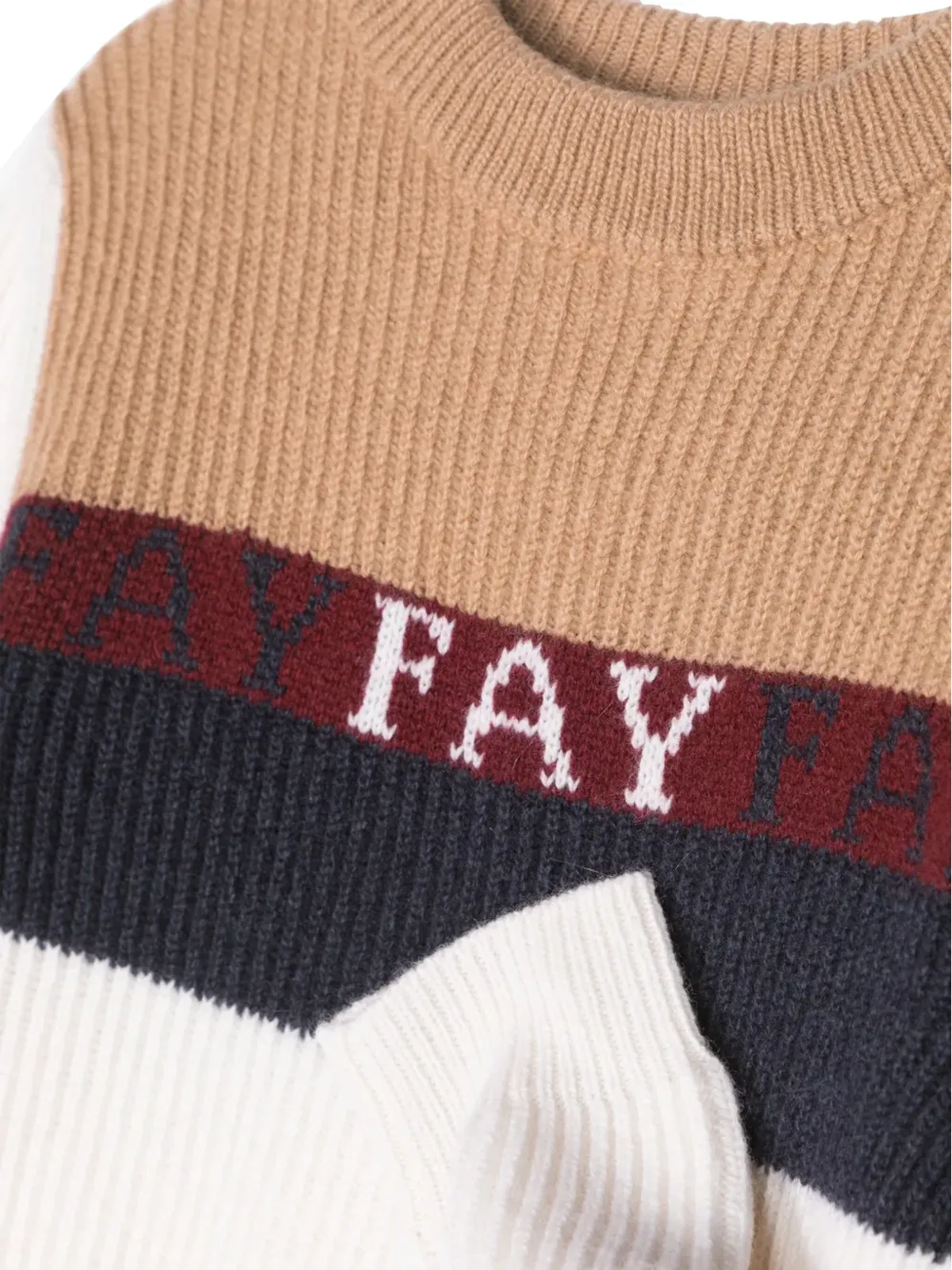 Fay Kids ロゴ入りインターシャニットジャンパー - 画像3
