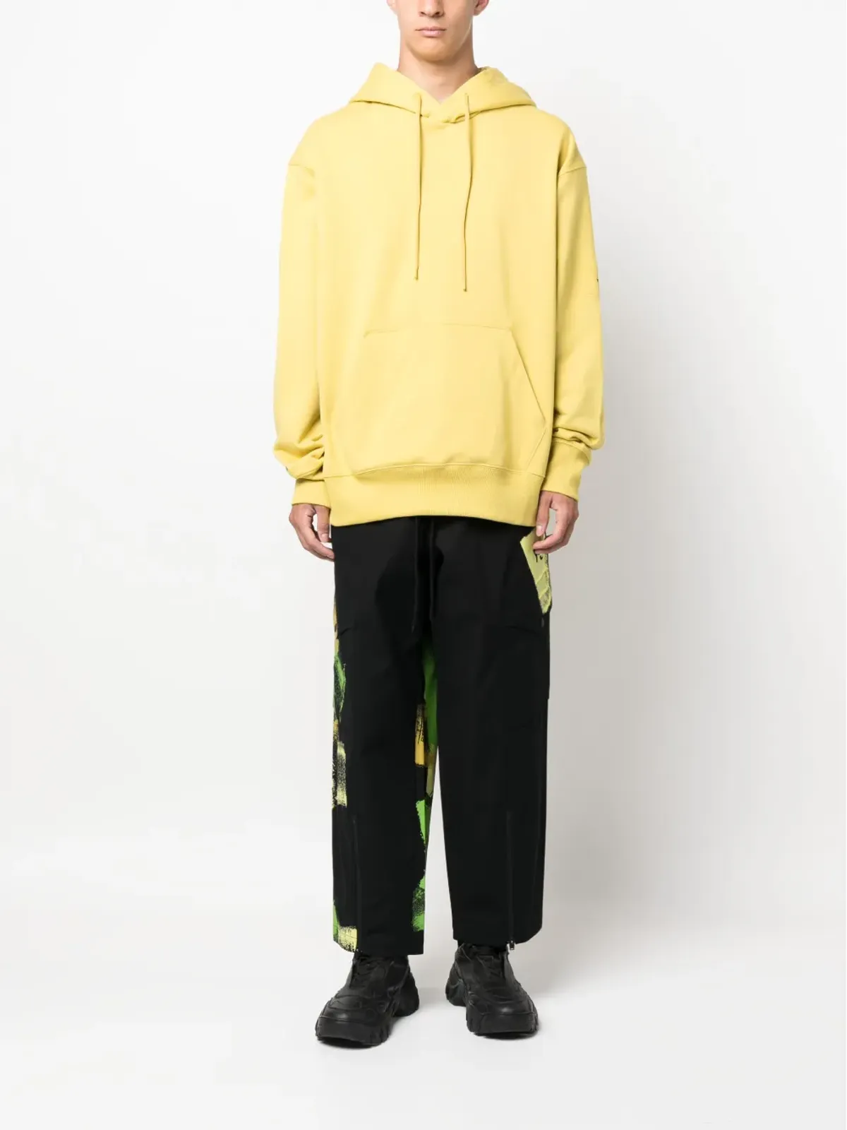 Y-3 ロゴプリント オーガニックコットン フード付きパーカー - イエロー - 画像2