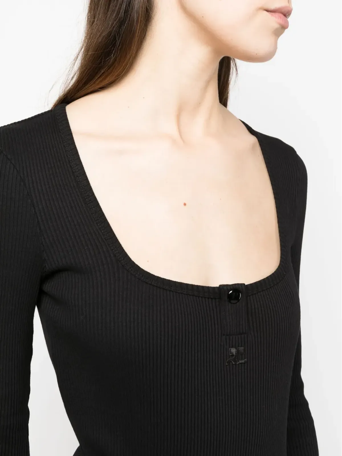 Courrèges ロゴ刺繍入り ロングスリーブ ヘンリーボディスーツ - 画像5