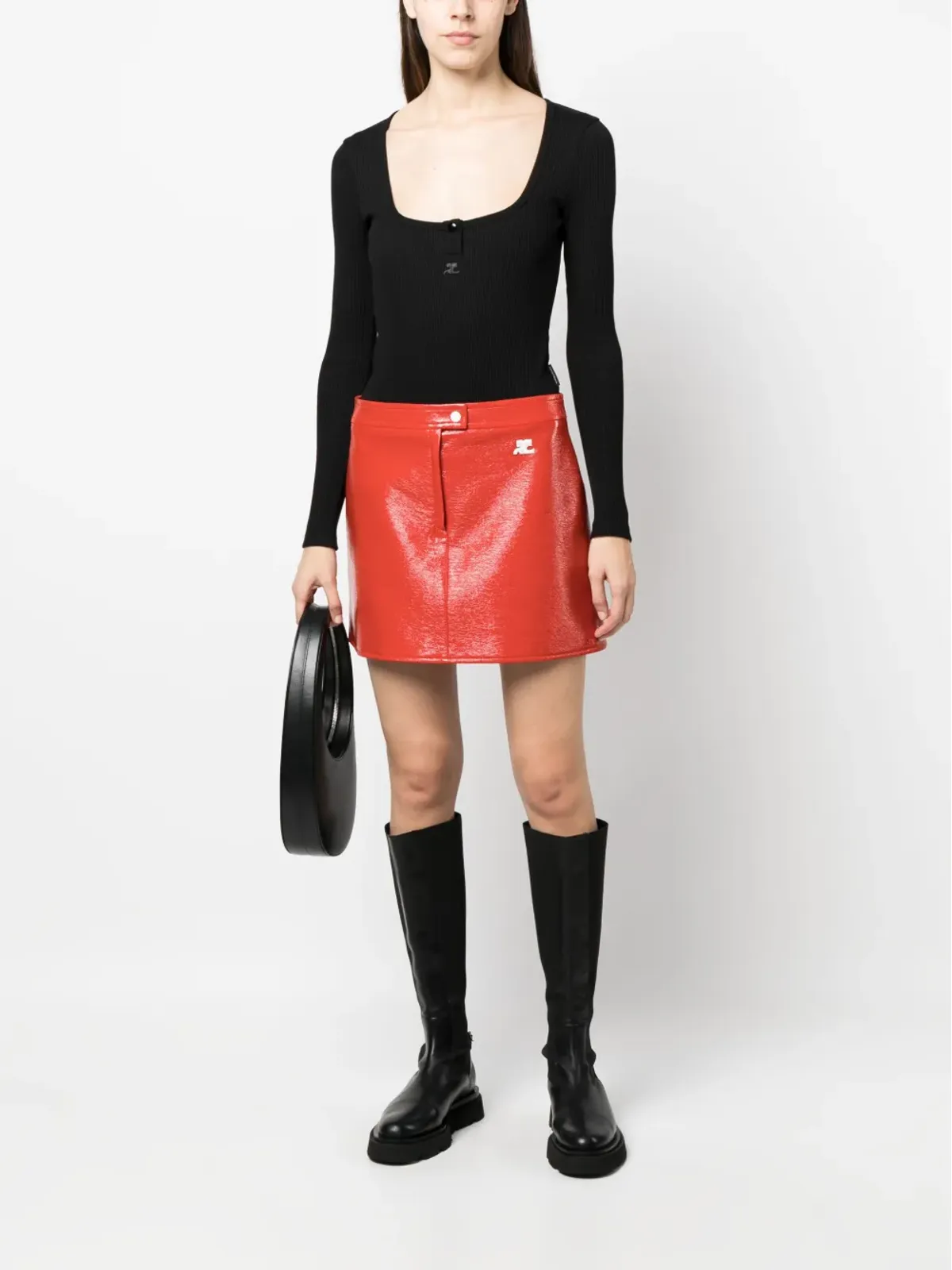 Courrèges ロゴ刺繍入り ロングスリーブ ヘンリーボディスーツ - 画像2