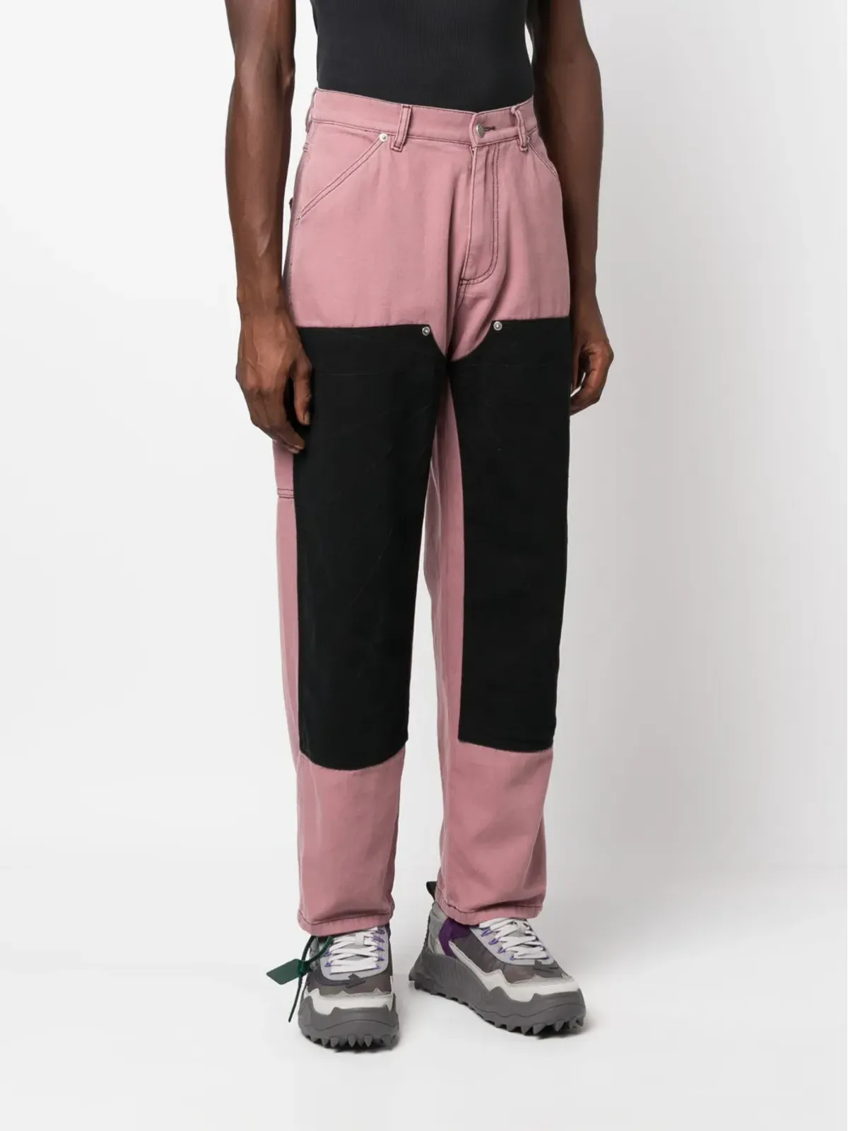 RASSVET tonal-stitched knee-panel jeans - Pink - 画像3