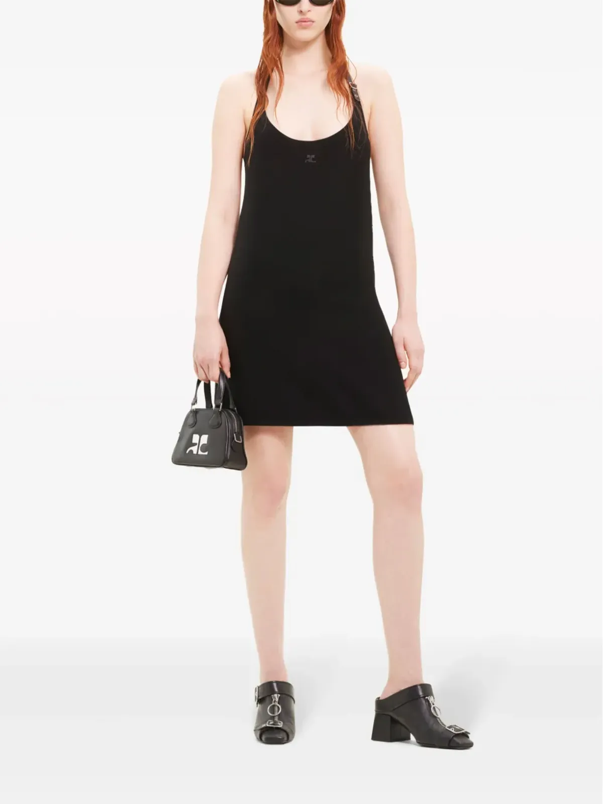 Courrèges ロゴパッチ ホルターネック ミニドレス - 画像2