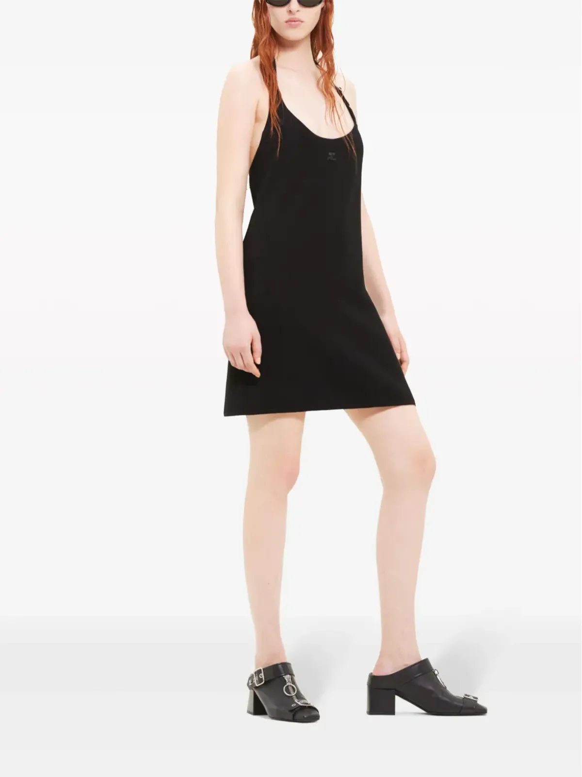 Courrèges ロゴパッチ ホルターネック ミニドレス - 画像3