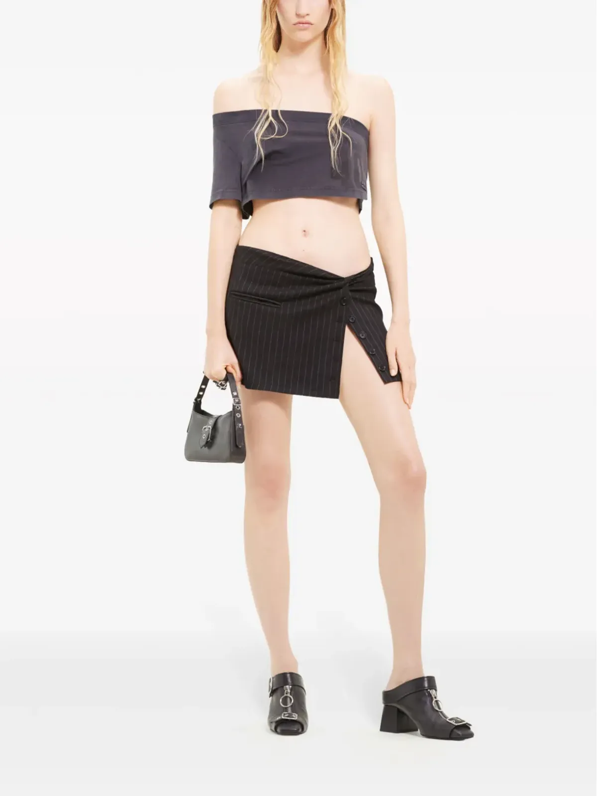 Courrèges Tuba one-shoulder crop top - Grey - 画像2