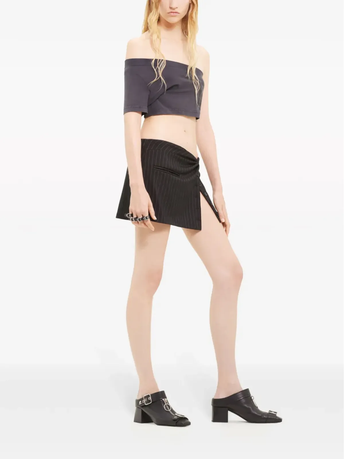 Courrèges Tuba one-shoulder crop top - Grey - 画像3