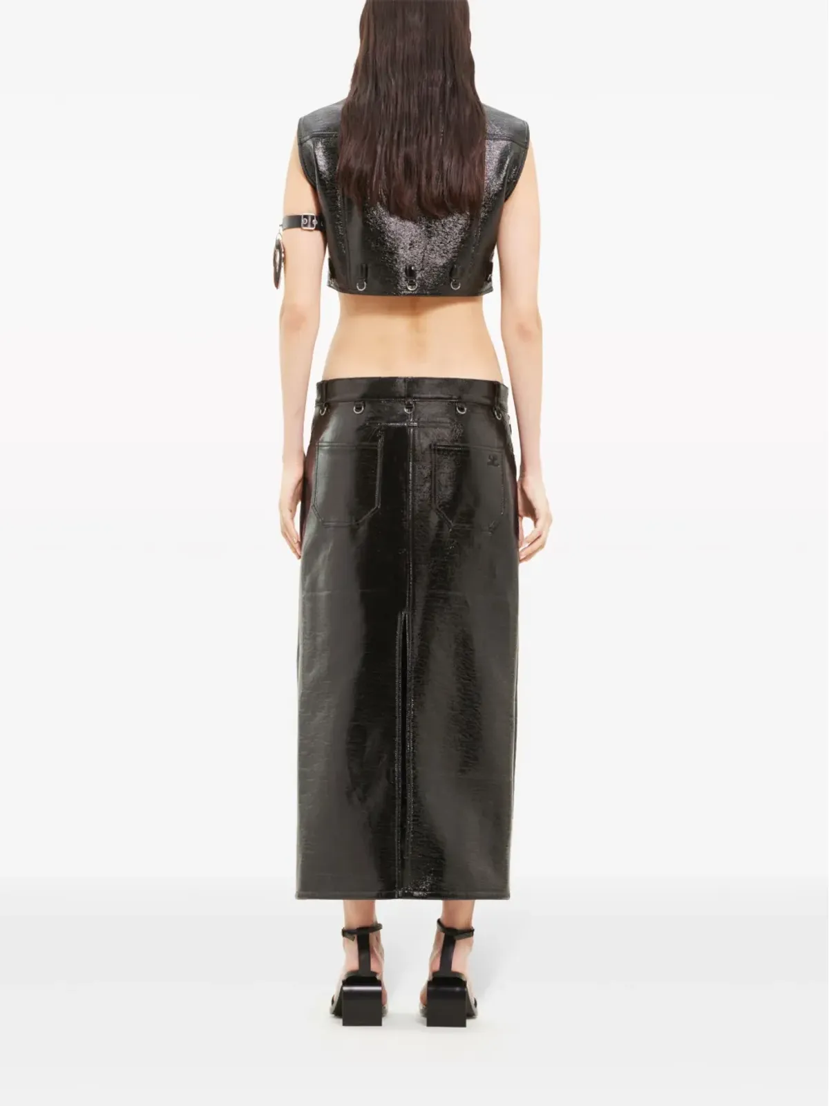 Courrèges マルチフレックス パテント仕上げ ミディスカート - 画像4