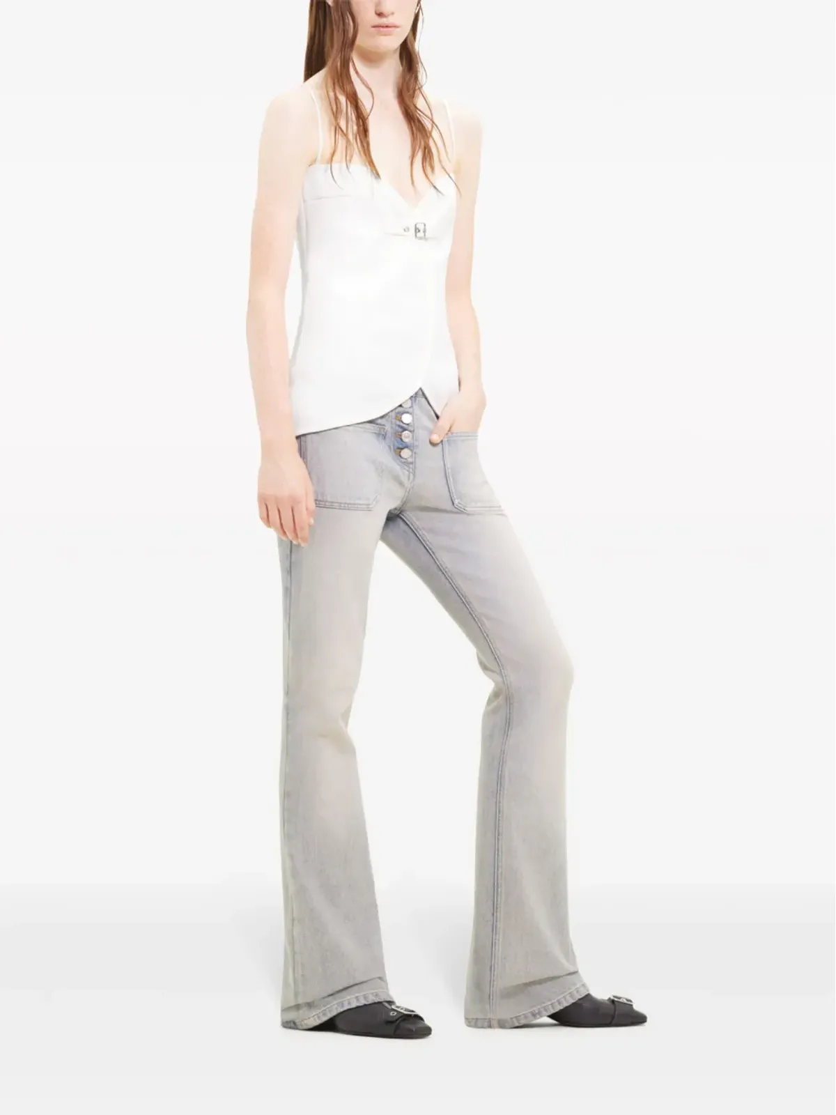 Courrèges エリプス型バックルアップリケ タンクトップ - 画像3