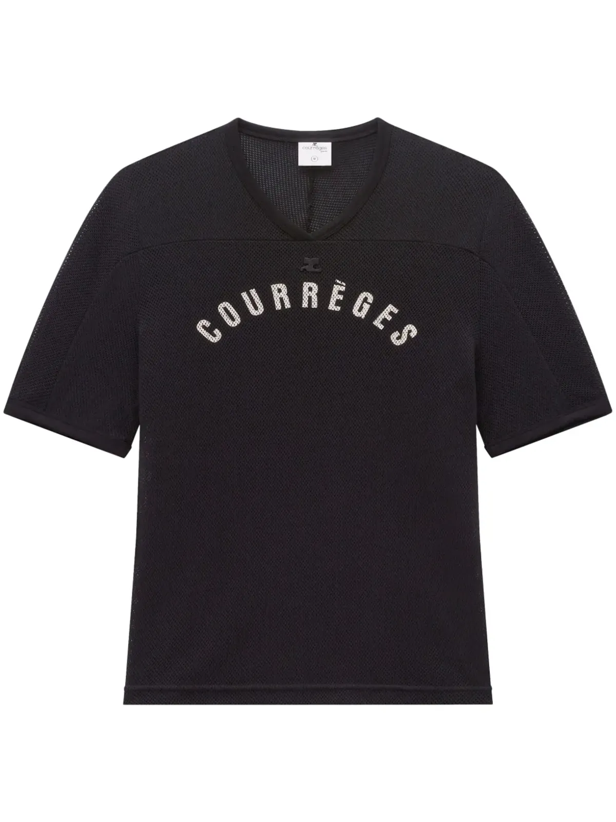 Courrèges ロゴプリント メッシュ Tシャツ - ブラック - 画像1