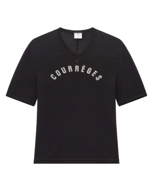 Courrèges ロゴプリント メッシュ Tシャツ - ブラック - サムネイル1
