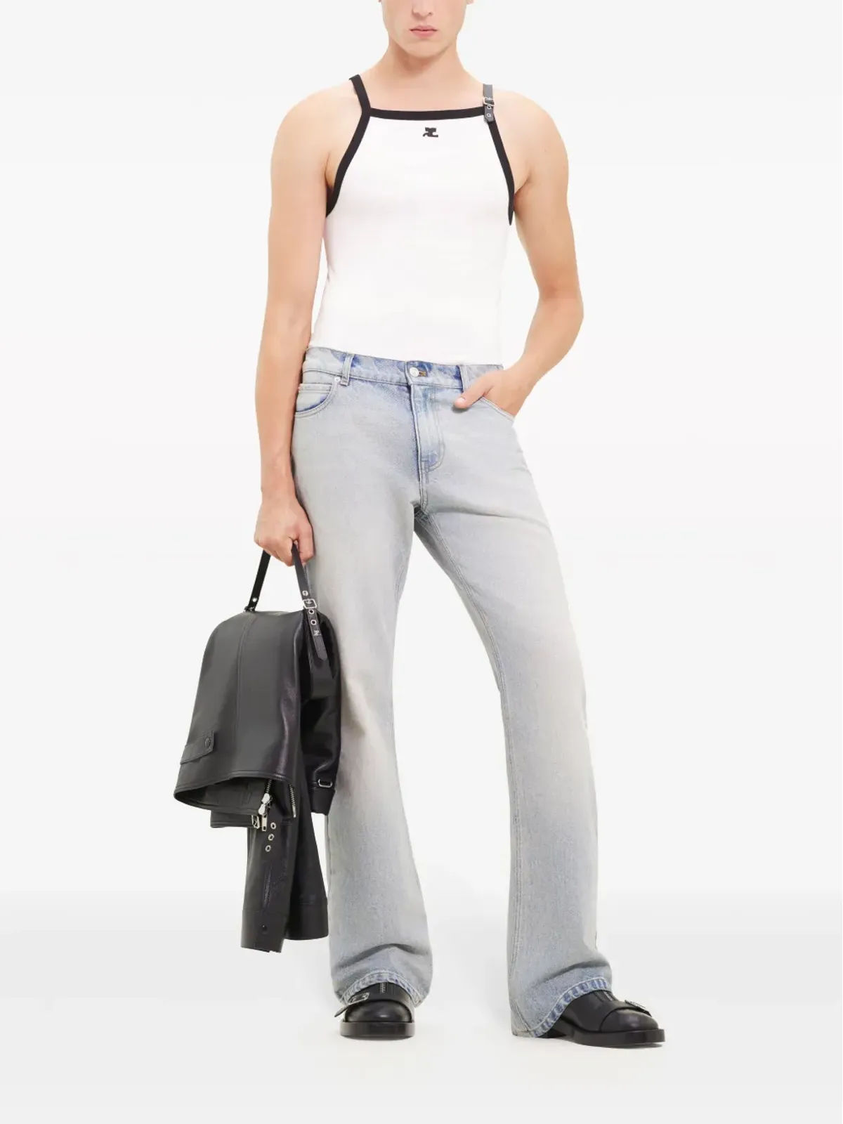 Courrèges バックル・コントラスト タンクトップ - ホワイト - 画像2