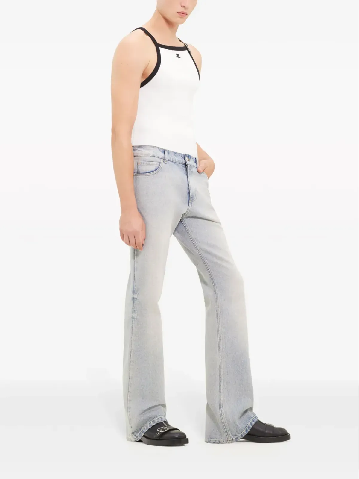 Courrèges バックル・コントラスト タンクトップ - ホワイト - 画像3