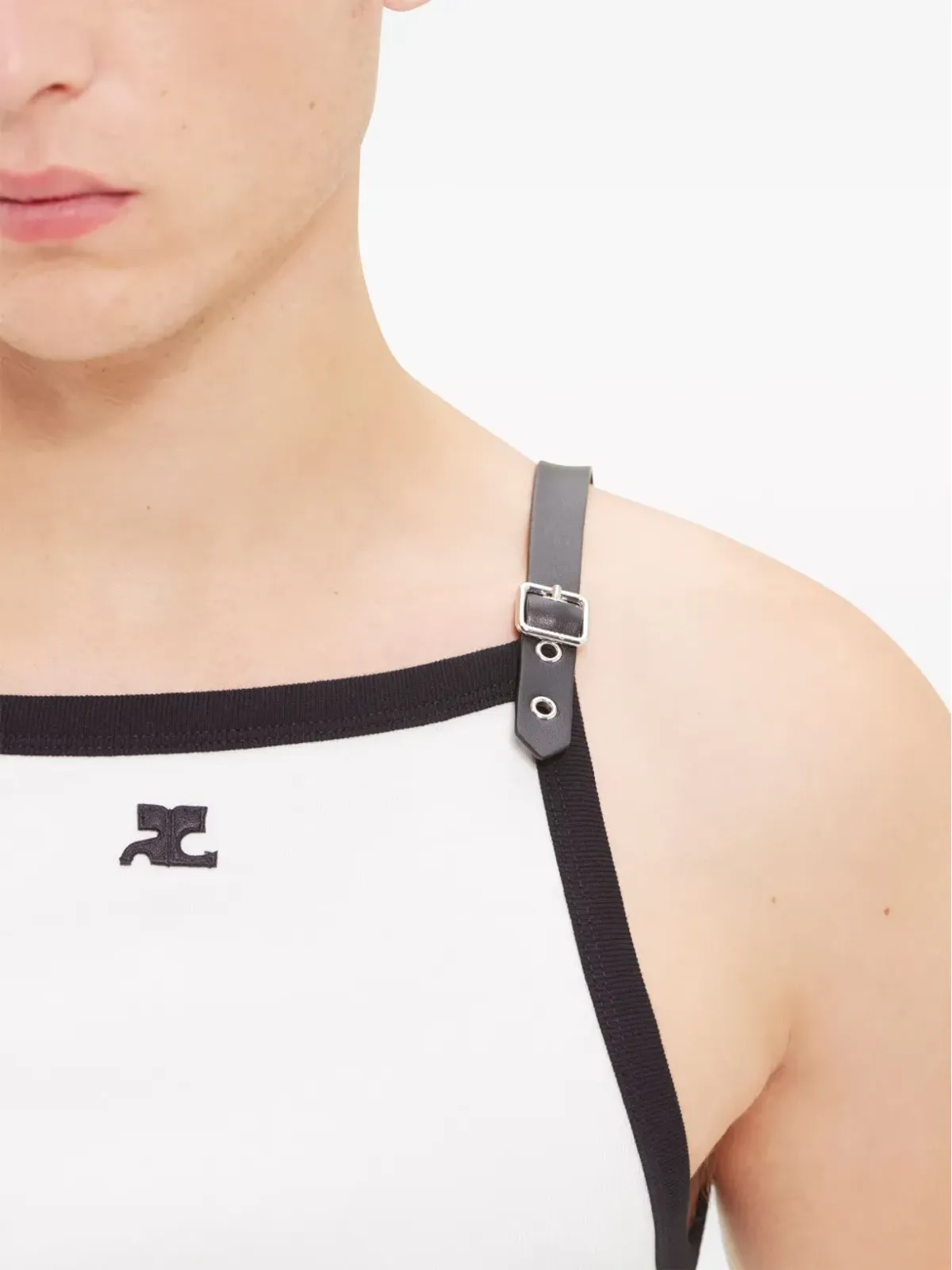 Courrèges バックル・コントラスト タンクトップ - ホワイト - 画像4