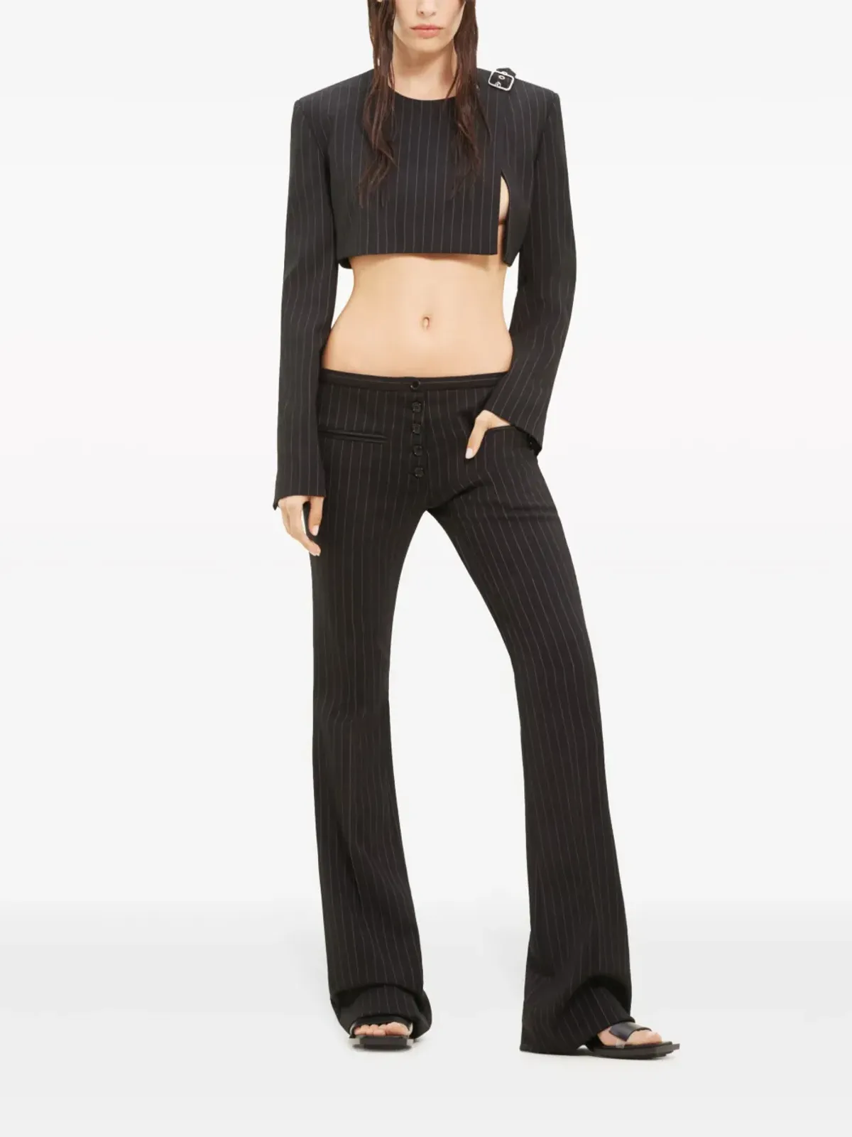 Courrèges ピンストライプ柄クロップドジャケット - 画像2