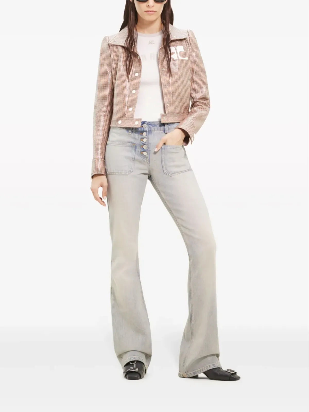 Courrèges Reedition チェック柄ビニールジャケット - 画像2