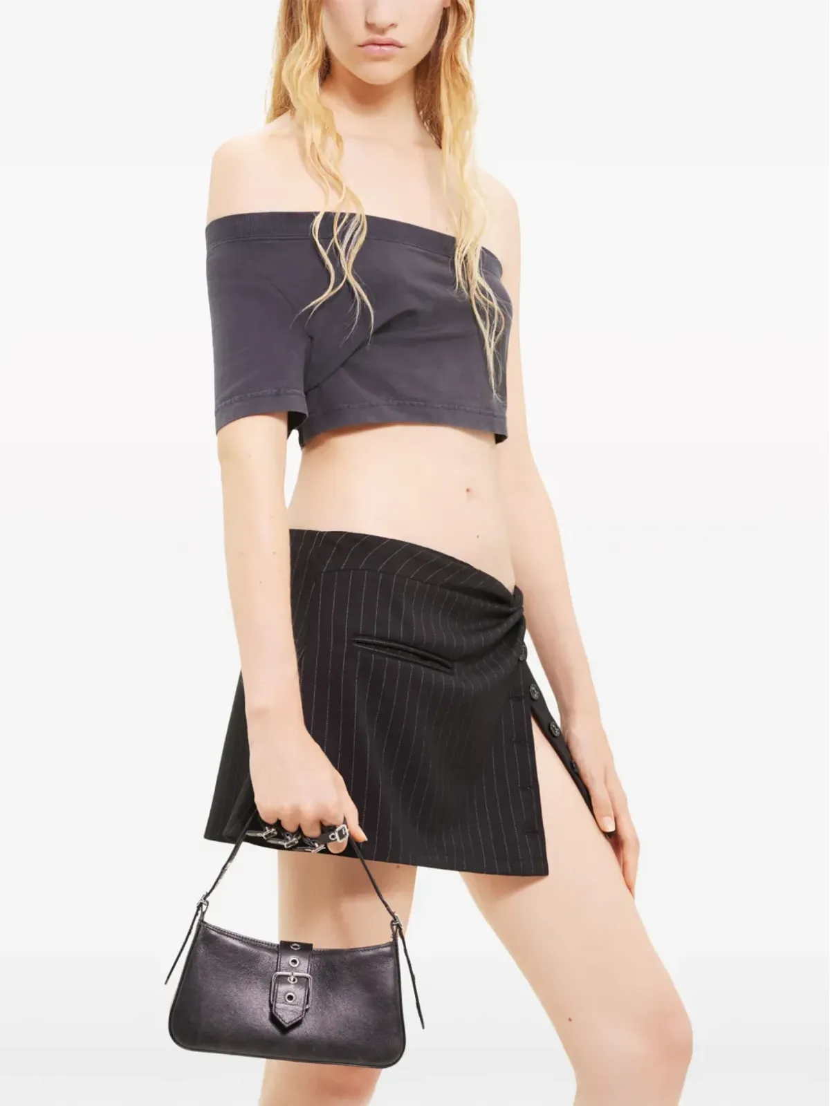 Courrèges ツイストディテール ピンストライプ ミニスカート - 画像5