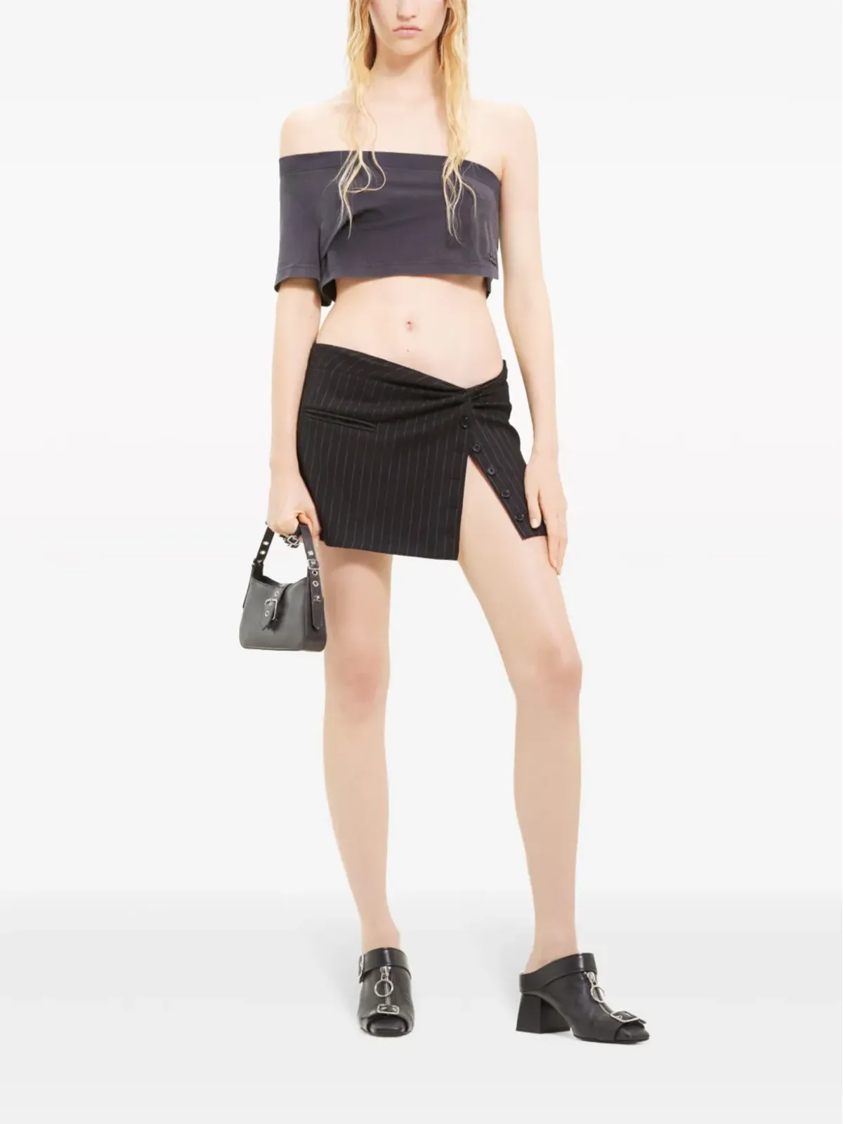 Courrèges ツイストディテール ピンストライプ ミニスカート - 画像2