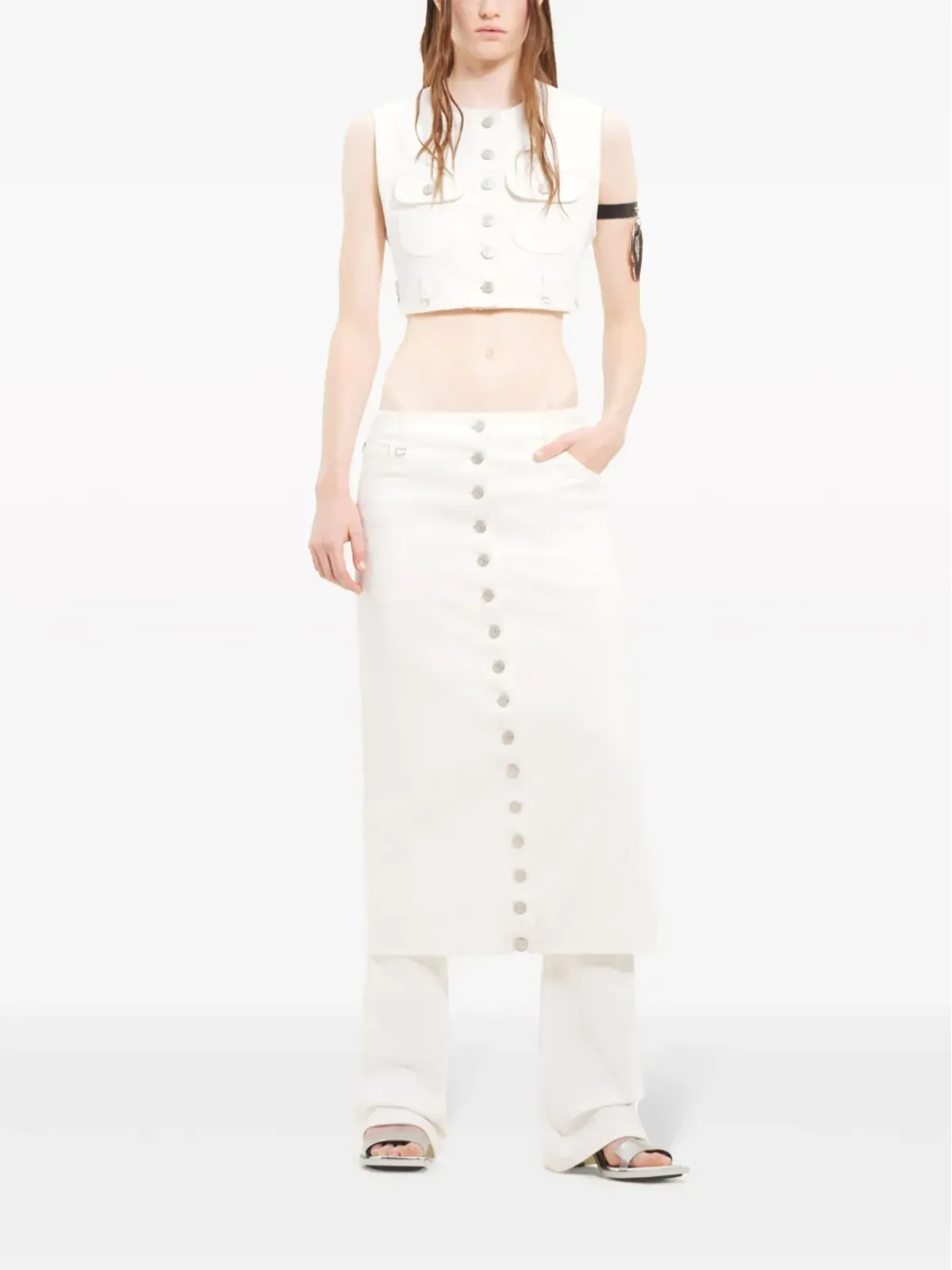 Courrèges ローライズデニムミディスカート - 画像2
