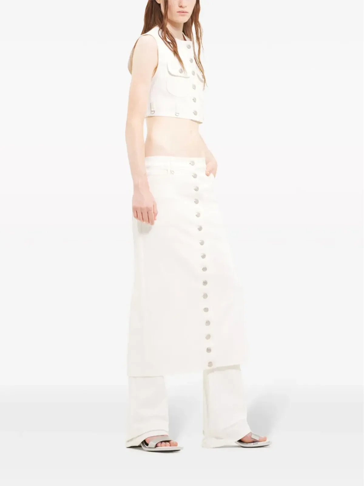 Courrèges ローライズデニムミディスカート - 画像3