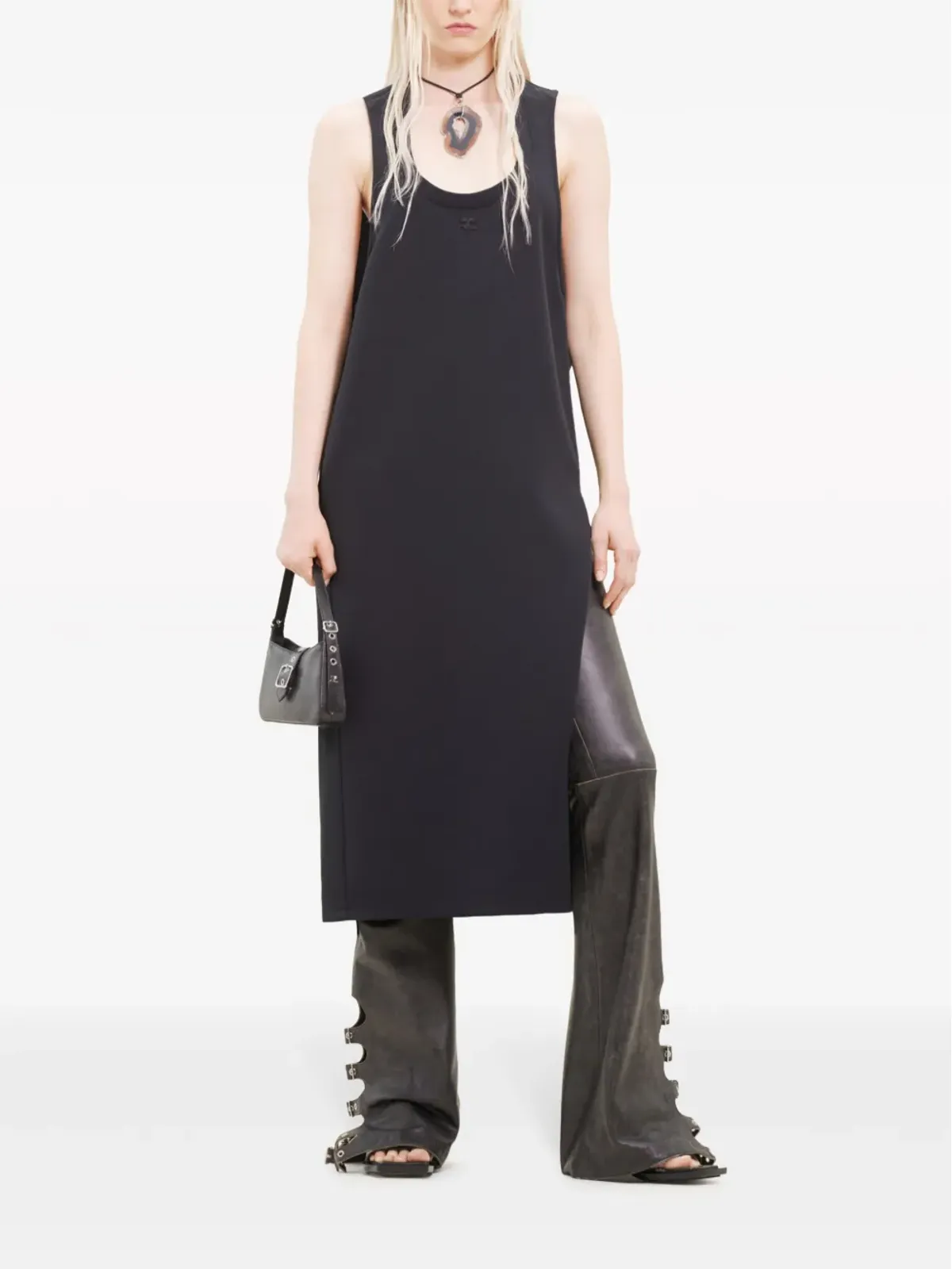 Courrèges ロゴアップリケ付きツイルミディドレス - 画像2