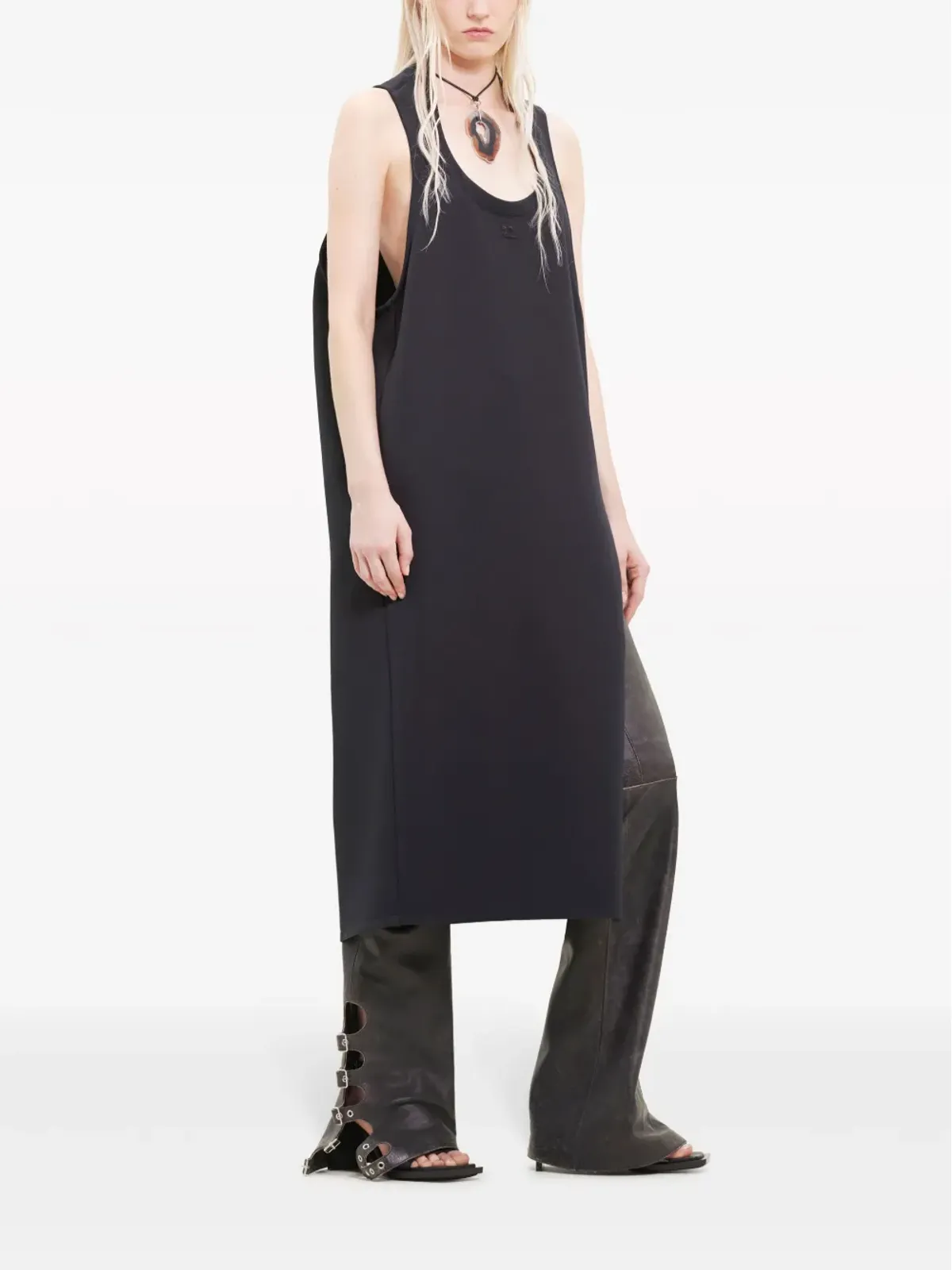 Courrèges ロゴアップリケ付きツイルミディドレス - 画像3