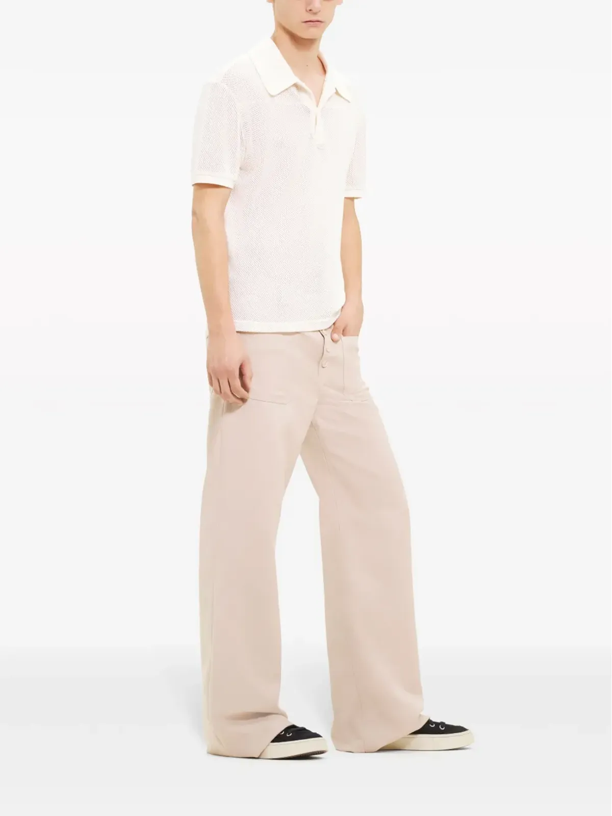 Courrèges ACロゴアップリケ メッシュ ポロシャツ - 画像3