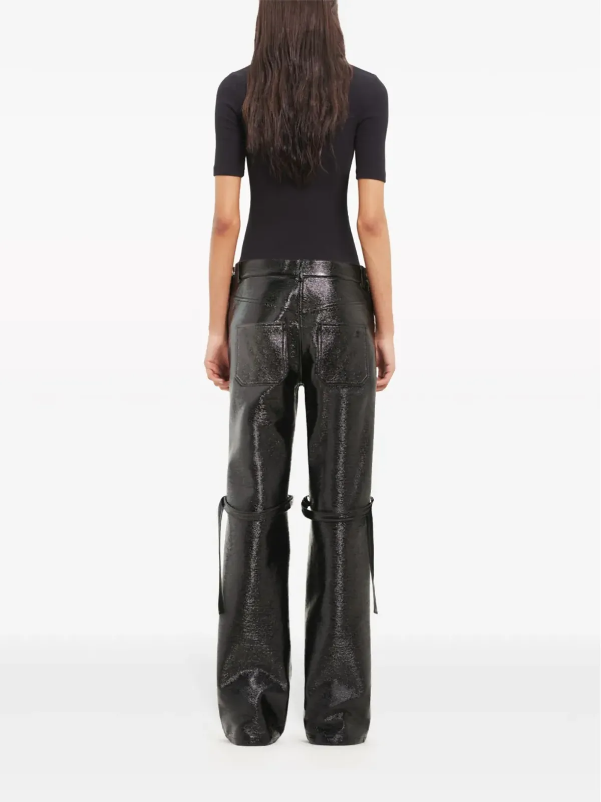 Courrèges Sailor Buckle baggy-fit vinyl trousers - Black - 画像4