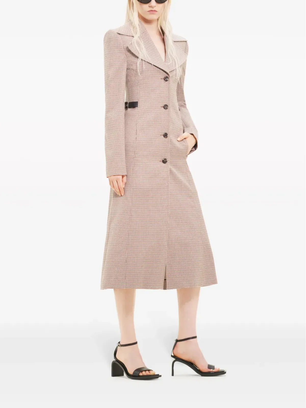 Courrèges チェック柄ウール混紡ロングコート - 画像3