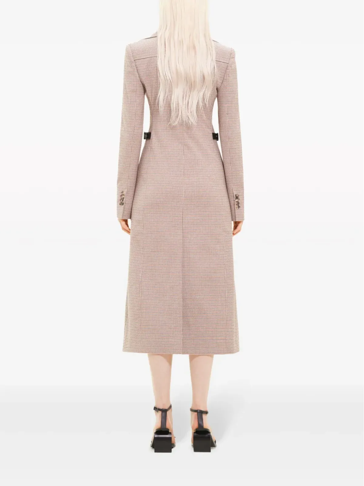 Courrèges チェック柄ウール混紡ロングコート - 画像4