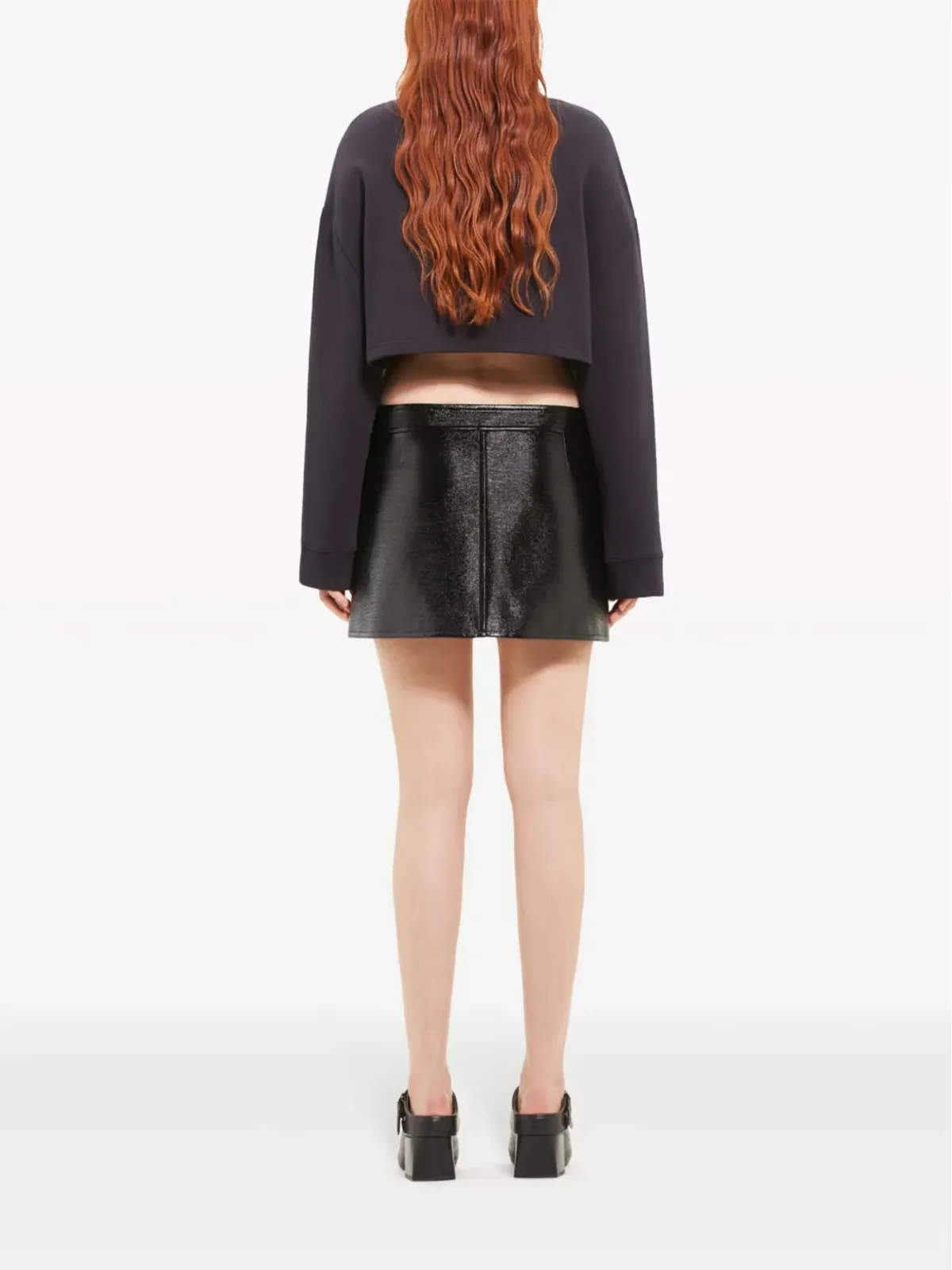Courrèges バックルストラップ・クリンクル ミニスカート - ブラック - 画像4