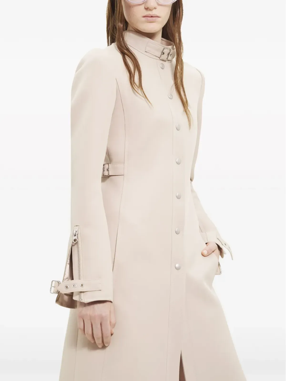 Courrèges バックル付きツイル ロングコート - 画像5