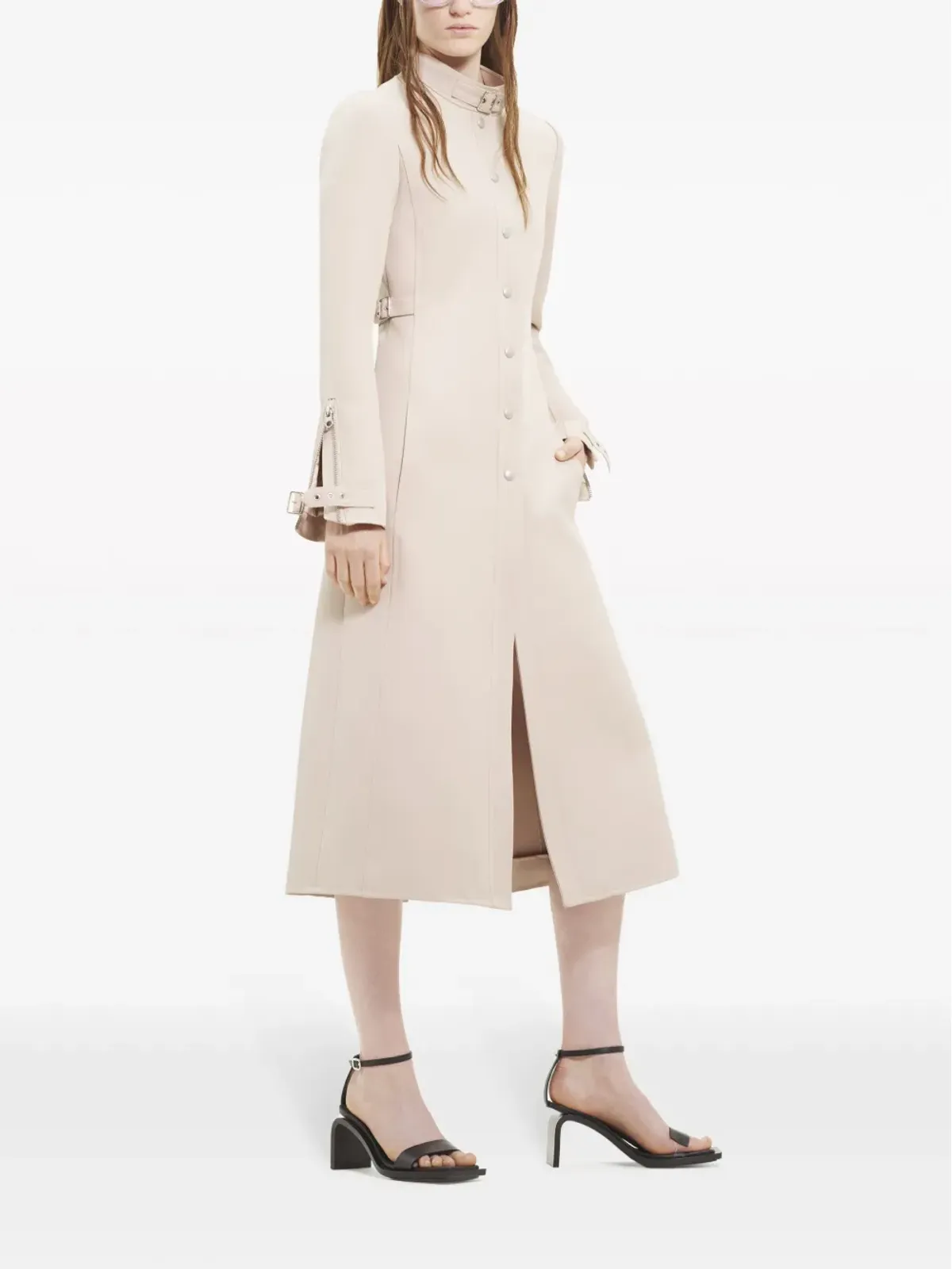 Courrèges バックル付きツイル ロングコート - 画像3