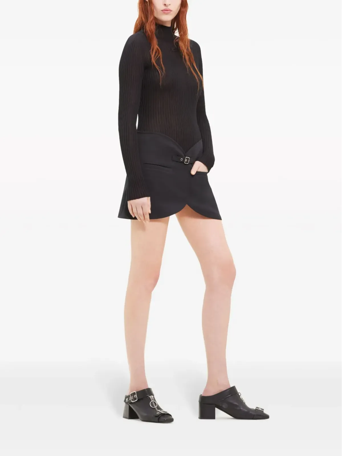 Courrèges エリプス バックルストラップ ツイル ミニスカート - 画像3