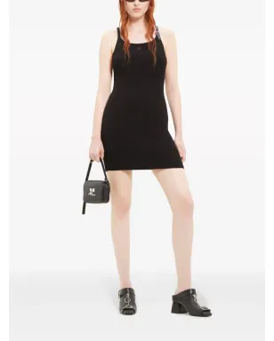 Courrèges ロゴアップリケ付きリブニット・ミニドレス（ブラック） - サムネイル2