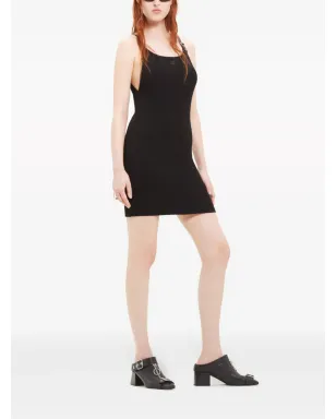Courrèges ロゴアップリケ付きリブニット・ミニドレス（ブラック） - サムネイル3