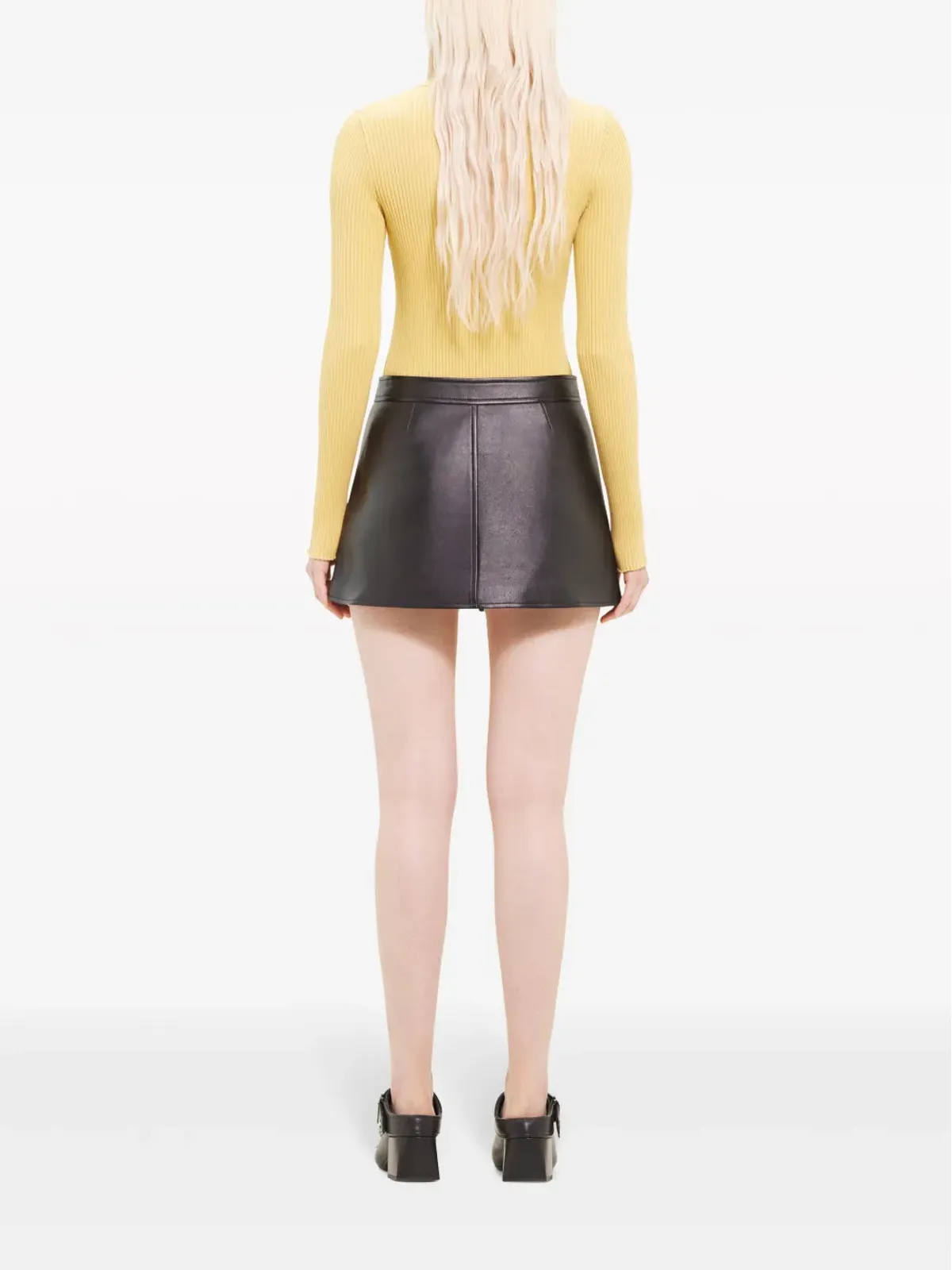 Courrèges ジップアップ レザー ミニスカート - ブラック - 画像4